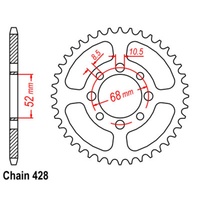 Optional Rear Sprocket 46T for Kawasaki KE100 1982-2001