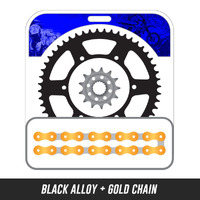 Chain and Alloy Sprocket kit | Black Alloy Rear Sprocket | 13/48T