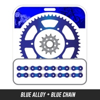 Chain and Alloy Sprocket kit | Blue Alloy Rear Sprocket | 13/50T