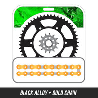 Chain and Alloy Sprocket kit | Black Alloy Rear Sprocket | 13/50T