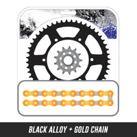 Chain and Alloy Sprocket kit | Black Alloy Rear Sprocket | 13/50T