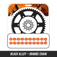 Chain and Alloy Sprocket kit | Black Alloy Rear Sprocket | 13/46T