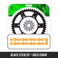 STEALTH Chain and Sprocket Kit | Gold Chain | Black Stealth Rear Sprocket | 13/50T