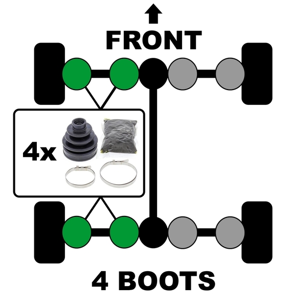 Front Rear Inner Outer CV Boots for Polaris 1000 RANGER XP CREW EPS 2020