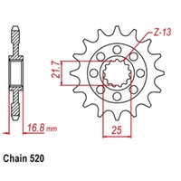 MTX Sprocket Front MTX 1373 15T #520 for Honda NC700X ABS 2012 to 2013