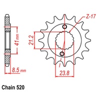 MTX Standard Front Sprocket 15T for Honda XR400R 1996-2005