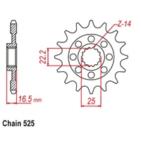 MTX Optional Front Sprocket 14T for DUCATI 1100 DS MULTISTRADA 2007-2009