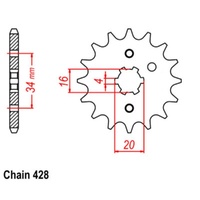 MTX Standard Front Sprocket 12T for Suzuki TS90 1971-1974