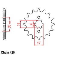 MTX Standard Front Sprocket 14T for Honda NBC110 2013-2019