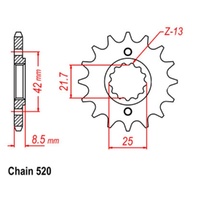 MTX Standard Front Sprocket 14T for Honda TRX400EX 2WD (400 X-Fighter) 2008-2009