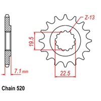 MTX Optional Front Sprocket 13T for Suzuki  DR500 1981-1984