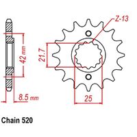 MTX Standard Front Sprocket 17T for Kawasaki ER500 (ER-5) 1997-2004