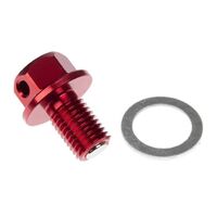 Magnetic Sump Plug Red M12 X 15 - P1.5 for Honda CRF100F 2004-2013