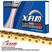 Gold Non Sealed Chain w/ Chromized Pin 116 Links  for Suzuki RM125 1984-1987