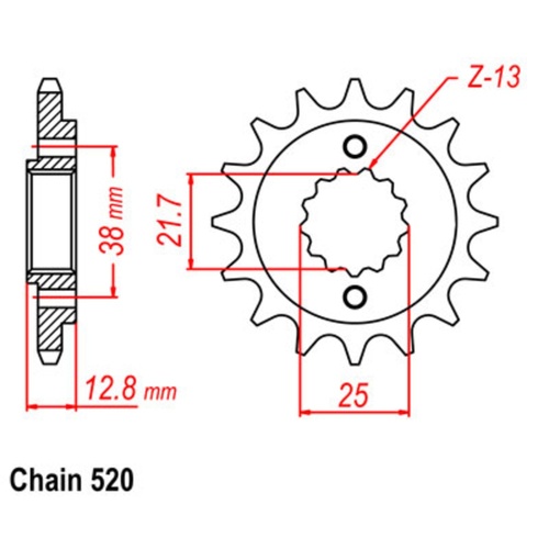 SPROCKET FRONT MTX 511 15T #520