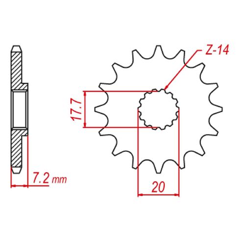 SPROCKET FRONT MTX 14T #420