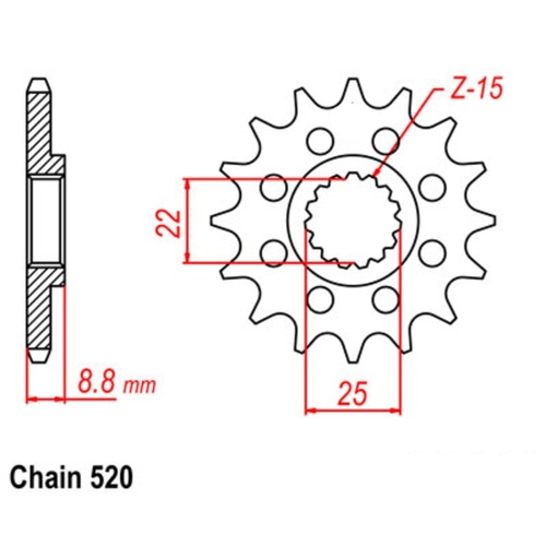 Optional Front Sprocket 12T for KTM 300 EGS ENDURO  1990-1995