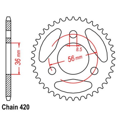 Rear Sprocket Steel - Standard Gearing 45 Tooth