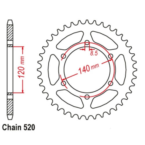 Optional Rear Sprocket 39T for Yamaha RZ250 1983-1987