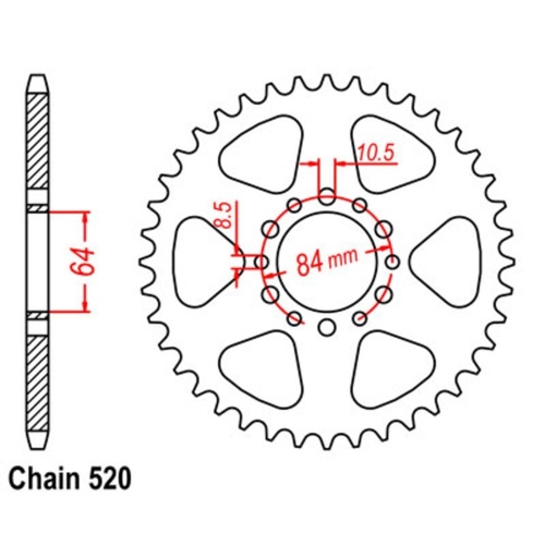 Rear Sprocket Steel - Standard Gearing 38