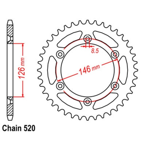 Rear Sprocket Steel - Standard Gearing 46