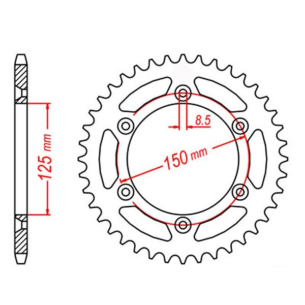 46T 520P Supersprox Steel Rear Sprocket for KTM 300 EXC-E 2007 to 2010