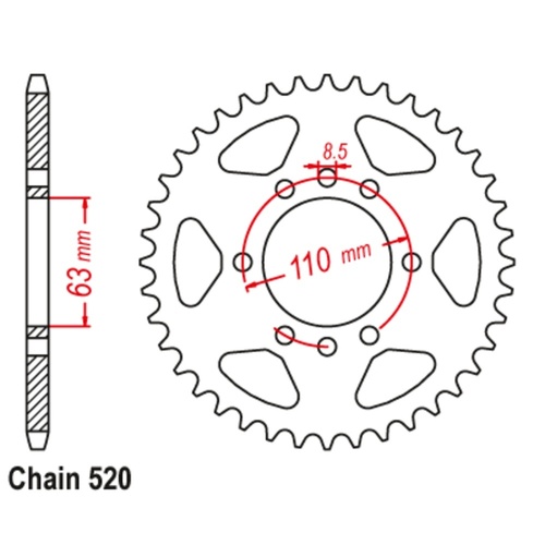 Rear Sprocket Steel - Standard Gearing 42