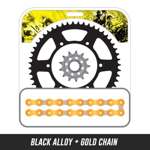 Chain and Alloy Sprocket kit | Black Alloy Rear Sprocket | 13/50T