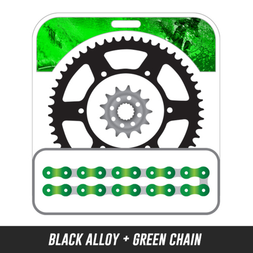 Chain and Alloy Sprocket kit | Black Alloy Rear Sprocket | 13/50T