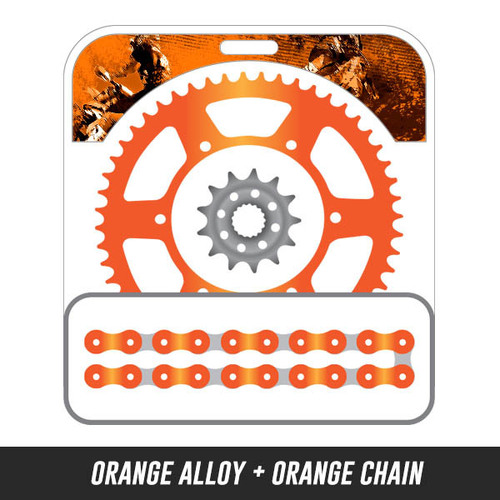 Chain and Alloy Sprocket kit | Orange Alloy Rear Sprocket | 14/48T