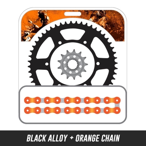 Chain and Alloy Sprocket kit | Black Alloy Rear Sprocket | 13/46T