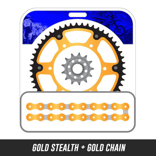 STEALTH Chain and Sprocket Kit | Gold Chain | Gold Stealth Rear Sprocket | 13/52T