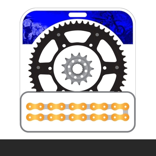 STEALTH Chain and Sprocket Kit | Gold Chain | Black Stealth Rear Sprocket | 14/50T