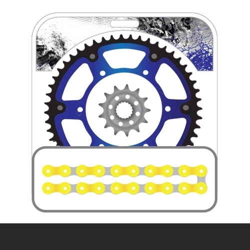 STEALTH Chain and Sprocket Kit | Yellow Chain | Blue Stealth Rear Sprocket | 13/50T