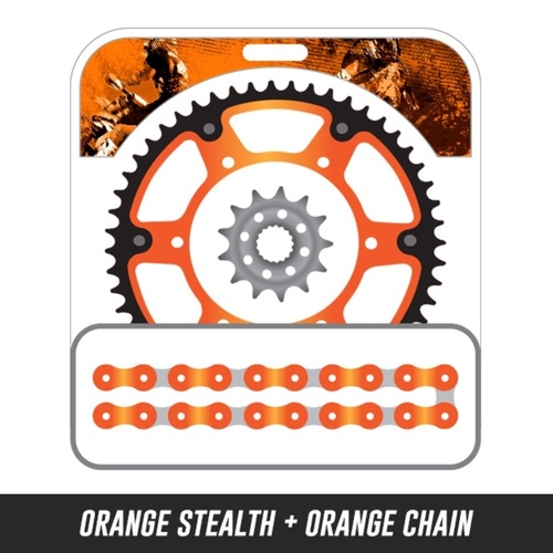 STEALTH Chain and Sprocket Kit | Orange Chain | Orange Stealth Rear Sprocket | 13/46T