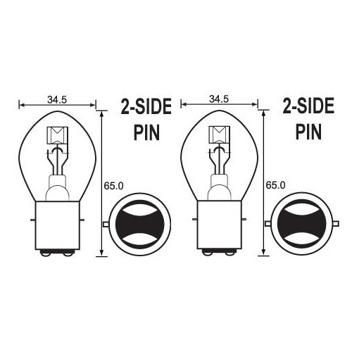 Headlight Bulbs | Two | 6V | 35/35W Euro Base | Ba20D