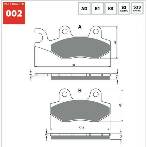 Goldfren Sintered Dual Sport Front Brake Pad for Suzuki DR350SE 94-97