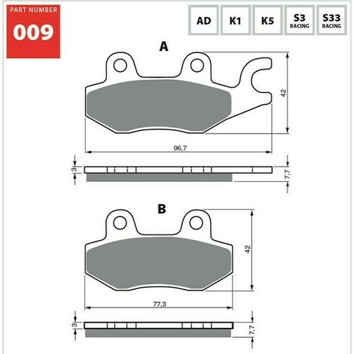 Goldfren Sintered Front Right Brake pad for Suzuki LT-F500F Quadrunn/ 98-02