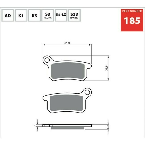 Goldfren Sintered Off Road Rear Brake Pad for KTM 105 SX 2006-2010