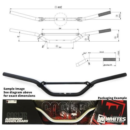 Handlebar 7/8 (22.2MM) AL6061 BLK for Yamaha WR400F 1998 to 2000