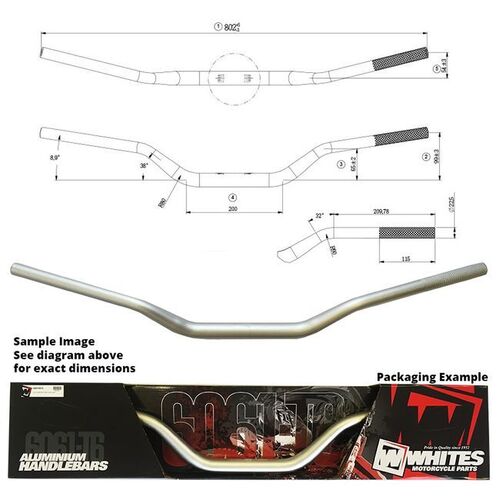 Handlebar TAPER AL6061 Silver for Honda CRF230F 2003 to 2020