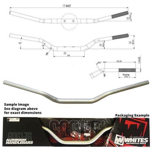 Handlebar TAPER 1"1/8 (28.6mm) AL6061 Silver for Yamaha WR250Z 1998 to 2003