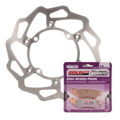 BRAKE ROTOR & PAD FRONT KIT - KAW KX250F 15 - WAVE