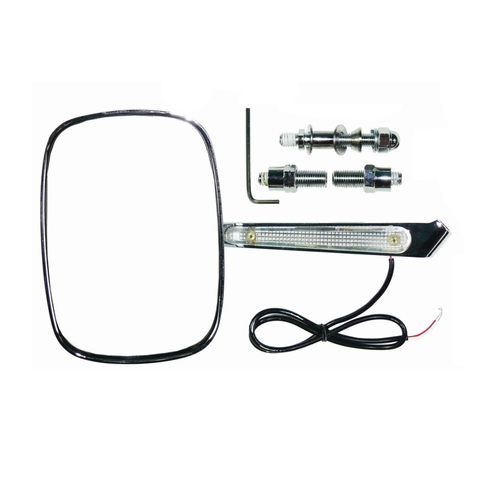 Universal Rectangular Mirror LED Indicator Chrome 