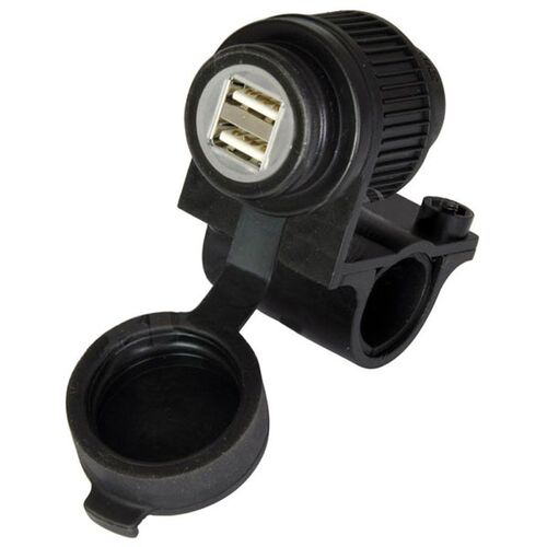 OXFORD USB DUAL 2.1amp Sockets | 22mm - 25mm  Handlebar Mount