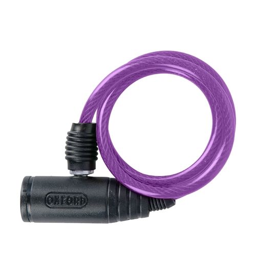 Oxford Bumper Cable Lock Purple 6mm x 600mm For Motorbike or Bicycle