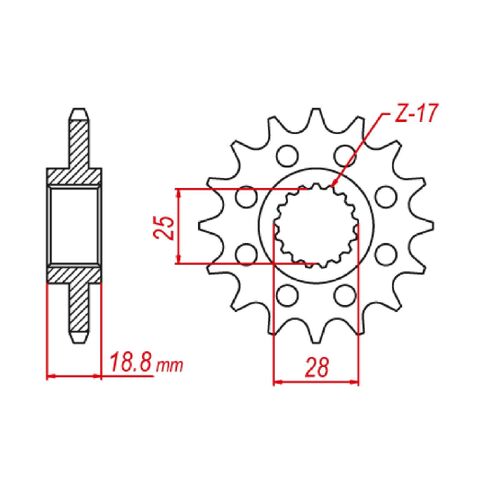 SPROCKET FRONT MTX 705 17T #520 conversion