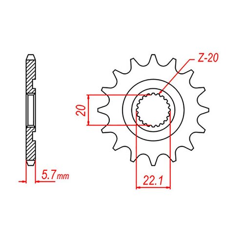 MTX Standard Front Sprocket 14T for GAS GAS EC250 4T (SACHS) 2011-2013