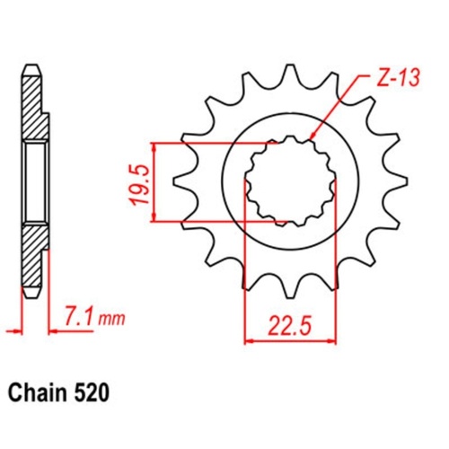 MTX Optional Front Sprocket 13T for Suzuki  DR500 1981-1984