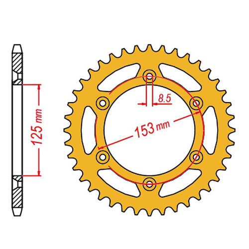 SPROCKET REAR MTX ZERO Alloy MX 210 48T #520 GLD